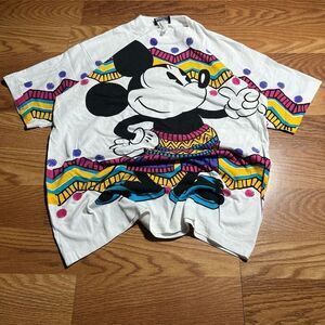 Vintage 90s Disney Jerry Leigh Mickey Aztec Tribal AOP Tee